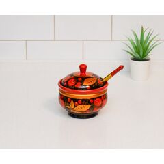 Сахарница, солонка с ложкой хохлома D10,5 H11, фото 