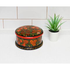 Шкатулка деревянная средних размеров хохлома "Клубника", фото 