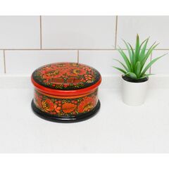 Шкатулка деревянная средних размеров хохлома "Цветы", фото 