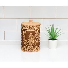 Туес из бересты "Счастья в дом" D10 H15, фото 