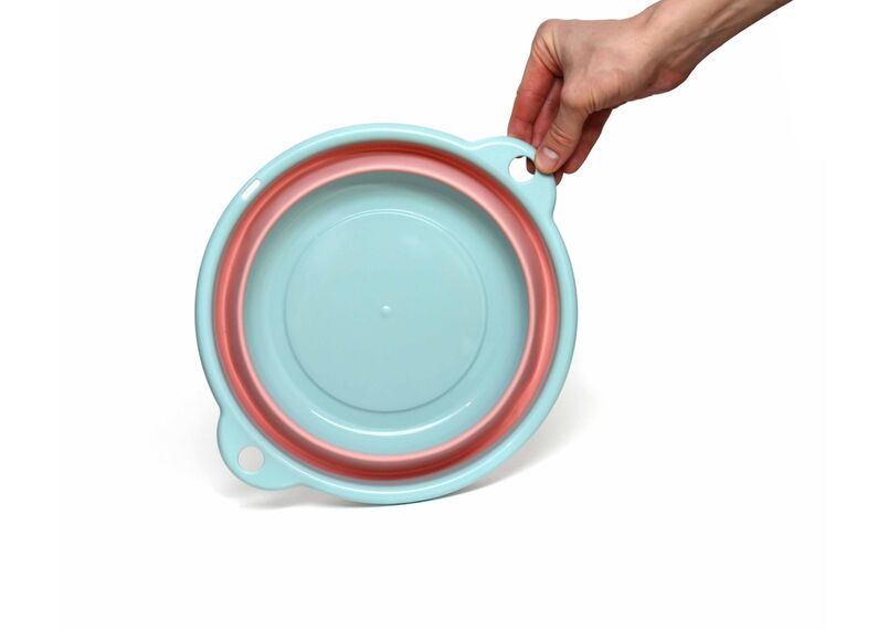 Тазик силиконовый складной D28 H10 сине-розовый 3 л, фото , изображение 7