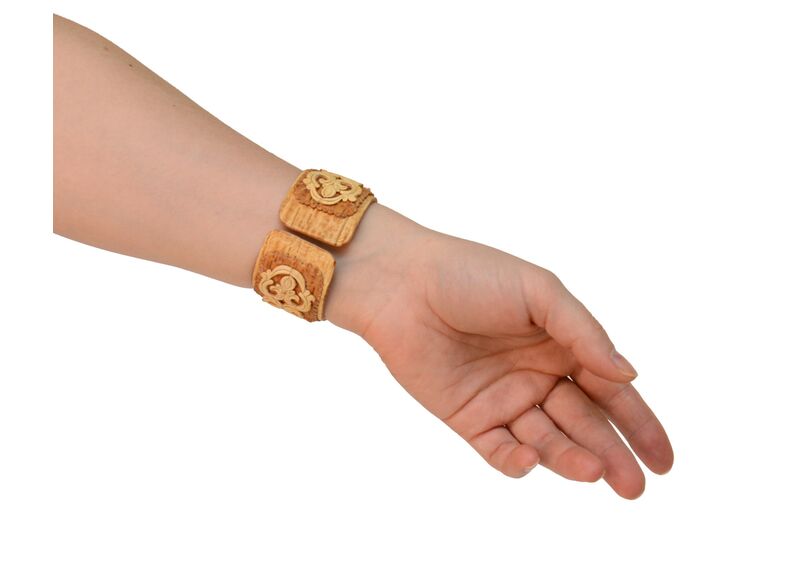 Браслет из бересты резной большой широкий "Узор" 3,5-4 см, фото , изображение 4