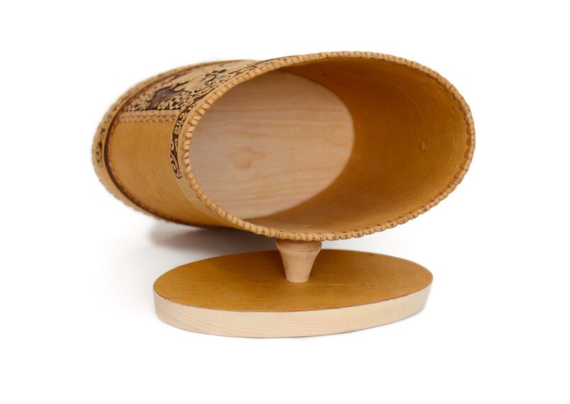 Туес из бересты овальный большой "Лилии" 3,5 л, фото , изображение 3