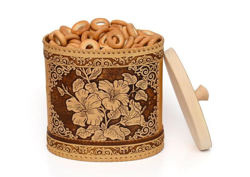 Туес из бересты овальный большой "Лилии" 3,5 л, фото , изображение 8