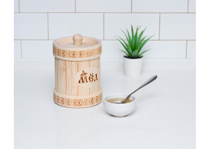 Туесок деревянный для меда D12 - 1,0 кг, фото , изображение 2