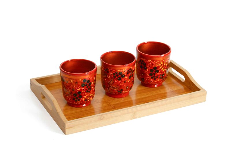 Поднос деревянный прямоугольный с ручками бамбук 38x25x5, фото , изображение 7