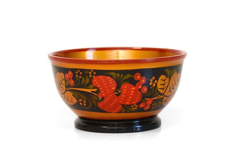 Чашка деревянная расписная. Пиала хохлома D13 H7, фото , изображение 3