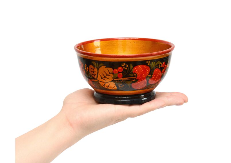Чашка деревянная расписная. Пиала хохлома D13 H7, фото , изображение 4