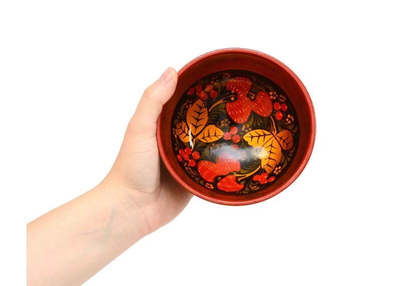 Чашка деревянная расписная. Пиала хохлома D13 H7, фото , изображение 5