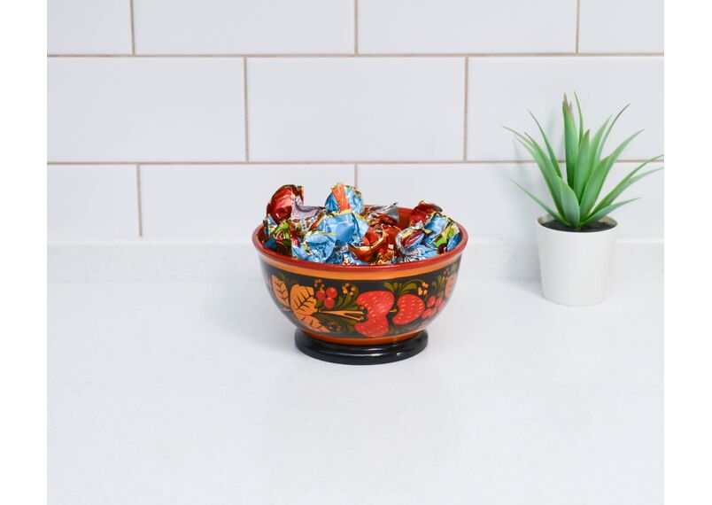 Чашка деревянная расписная. Пиала хохлома D13 H7, фото , изображение 6