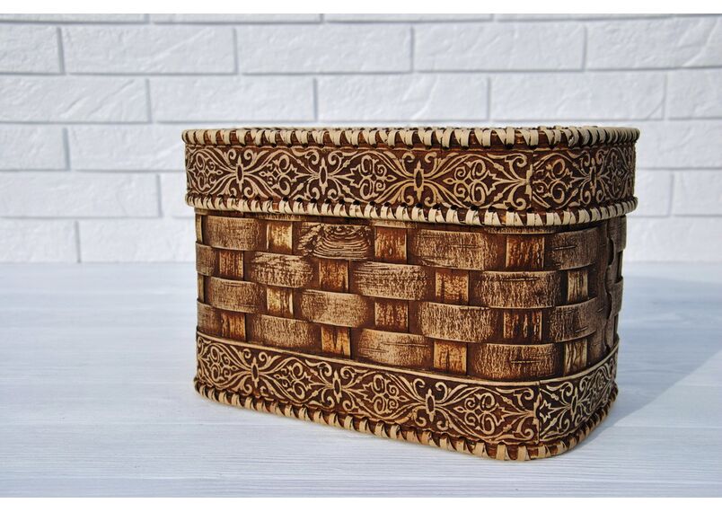 Короб из бересты прямоугольный малый, фото , изображение 3