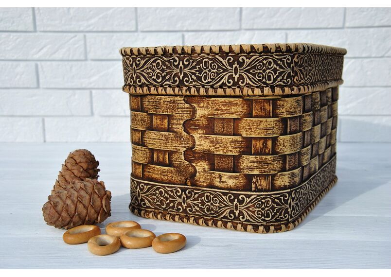 Короб из бересты прямоугольный малый, фото , изображение 7