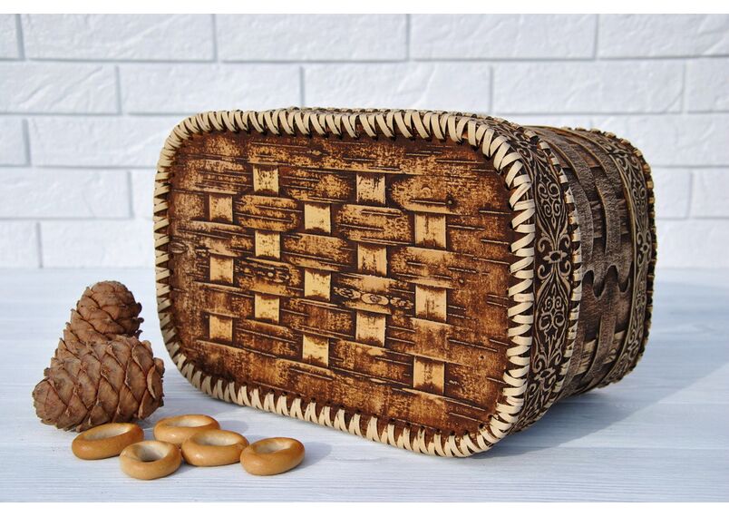 Короб из бересты прямоугольный малый, фото , изображение 4