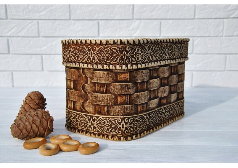 Короб из бересты прямоугольный малый, фото , изображение 5