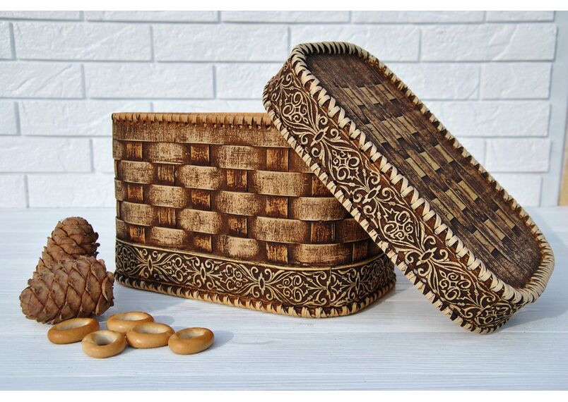 Короб из бересты прямоугольный малый, фото , изображение 6