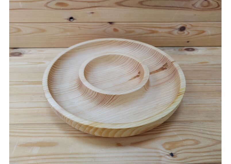 Менажница - фрутовница деревянная из кедра большая D29 H4,5, фото , изображение 3