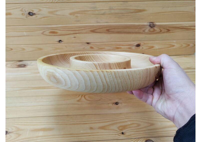 Менажница - фрутовница деревянная из кедра большая D29 H4,5, фото , изображение 5