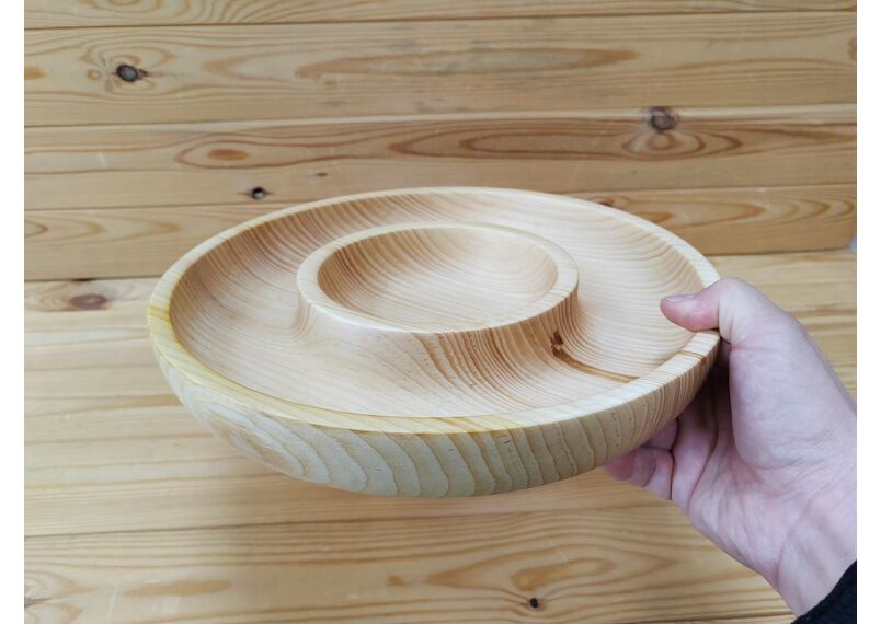 Менажница - фрутовница деревянная из кедра большая D29 H4,5, фото , изображение 6