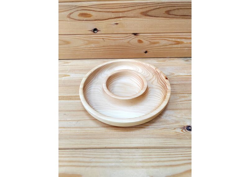 Менажница, конфетница деревянная из кедра маленькая D20 H2,7, фото , изображение 6