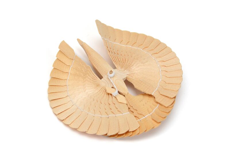 Птица счастья деревянная маленькая плоская 15 см. Щепная птица, фото , изображение 6