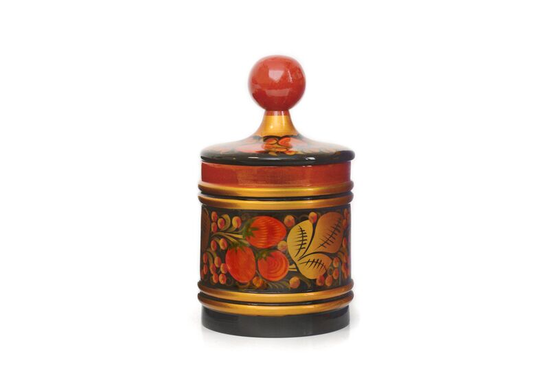 Баночка деревянная хохлома. Кадочка расписная D12 H21 см, фото , изображение 6
