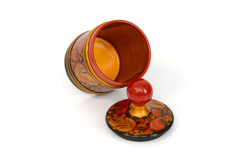 Баночка деревянная хохлома. Кадочка расписная D12 H21 см, фото , изображение 5