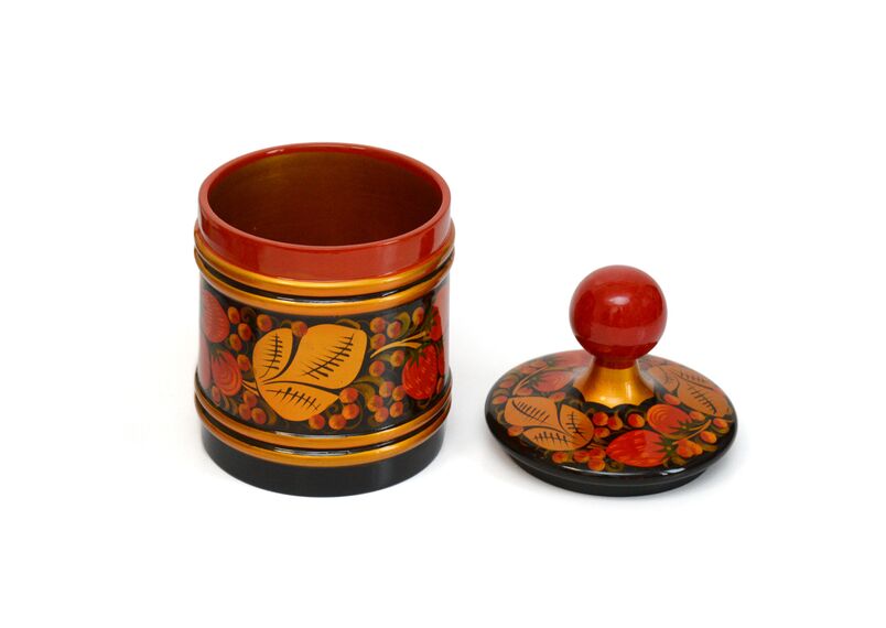 Баночка деревянная хохлома. Кадочка расписная D12 H21 см, фото , изображение 9