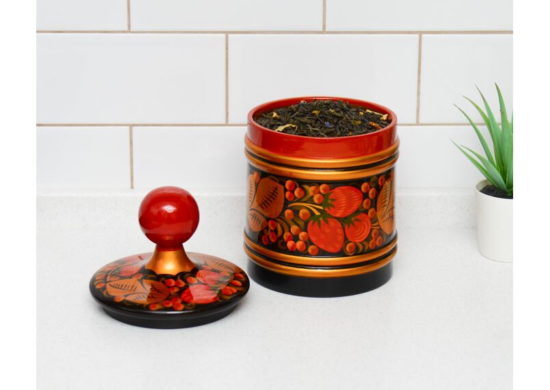 Баночка деревянная хохлома. Кадочка расписная D12 H21 см, фото , изображение 4