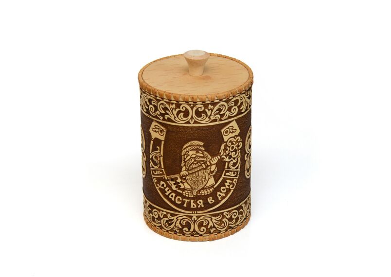 Туес из бересты "Счастья в дом" D10 H15, фото , изображение 6