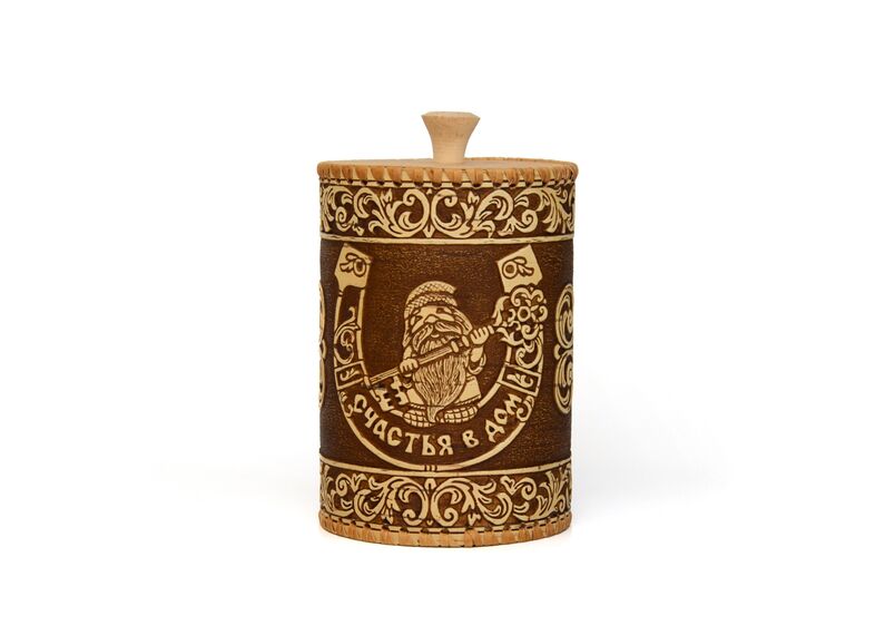 Туес из бересты "Счастья в дом" D10 H15, фото , изображение 7