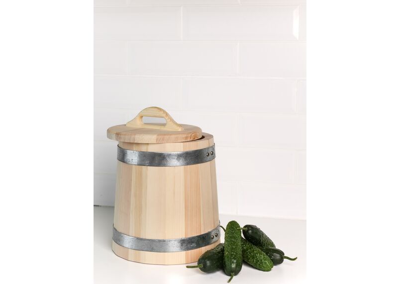 Кадка из кедра для засолки "Сибирская" 5 л обручи из оцинковки, фото , изображение 3