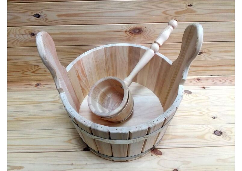 Шайка из кедра. Деревянный тазик для бани 10 л, фото , изображение 5