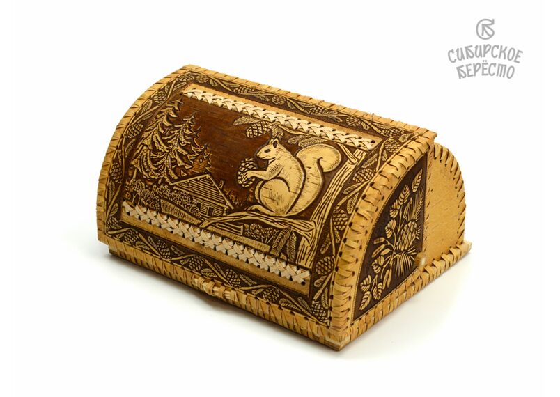 Хлебница маленькая из бересты "Белочки", фото , изображение 3