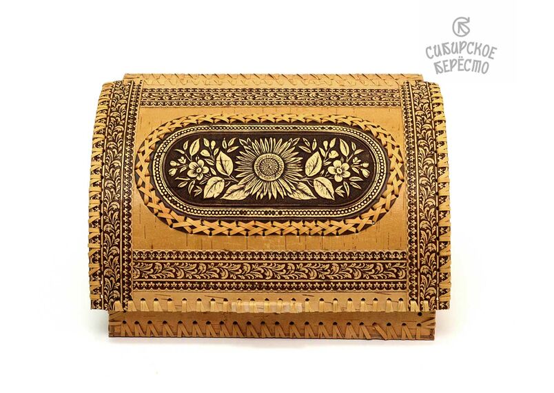 Хлебница из бересты на 1 булку "Подсолнух", фото , изображение 2